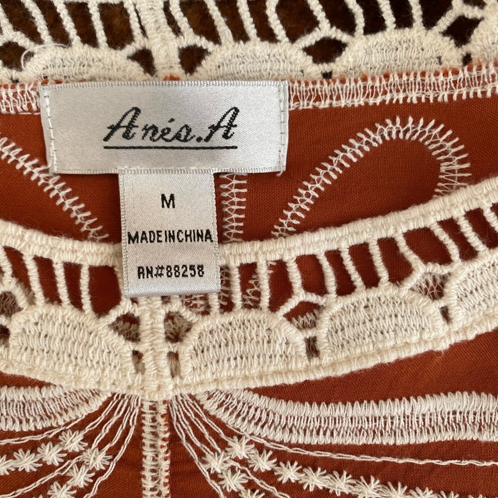 Ania A burnt Orange Embroidered Boho Bell Sleeve Blouse Top - Picture 6 of 6